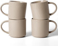 famiware Coffee Mug Set for 4, Star 12 oz Catering Mugs Cup Set with Handle for Coffee, Tea, Cocoa, Milk- Ceramic Stoneware Drinkware Set, Cinnamon Brown