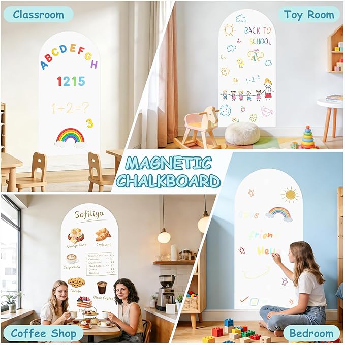 Magnetic Whiteboard Contact Paper 39.3" x 17.5" Peel and Stick Self Adhesive Removable Wallpaper for Home with Multiple Magnet Accessories Magnetic Wall Sticker for Kids Playroom Classroom Essentials