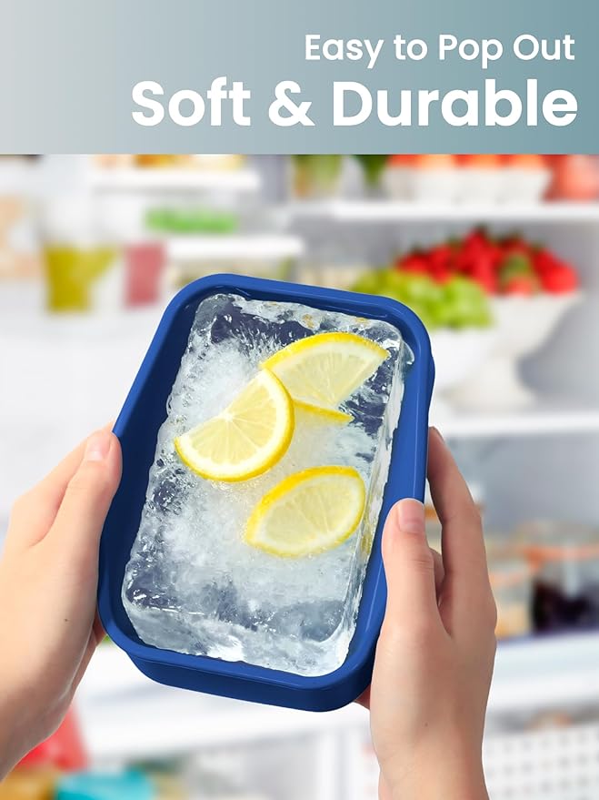 8 PCS 2 Cup Silicone Freezer Molds With Lid, Reusable Silicone Soup Freezer Tray for Meal Prep, Food Storage Containers for Freezing Sauces, Stews, Ice Cream (Blue)