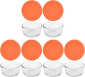Pyrex 7200 2 Cup Glass Dishes & 7200-PC 2 Cup Orange Food Storage Replacement Lids (6-Pack) - Made in USA