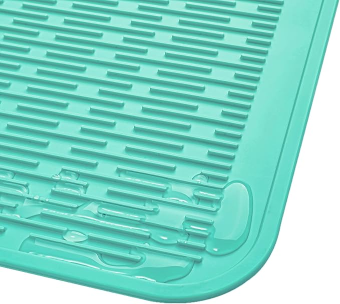 MicoYang Silicone Dish Drying Mat for Multiple Usage,Easy clean,Eco-friendly,Heat-resistant Silicone Mat for Kitchen Counter or Sink,Refrigerator or Drawer Liner Mint 2XL 24 inches x 18 inches