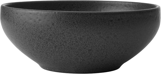 Mikasa Declan 12 Piece Stoneware Dinnerware Set, Service for 4, Modern Black Plate and Bowl Dishes with High Rims, Black