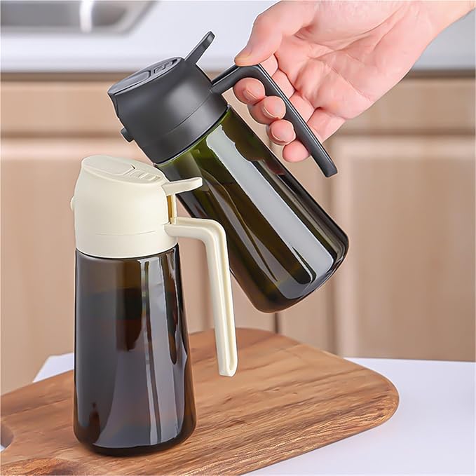 Oil Sprayer, 2pcs 2 In 1 Oil Dispenser, Sprayer For Cooking - 16oz/470ML For Kitchen, Bottle With Stickers,for Kitchen, Air Fryer(Green)