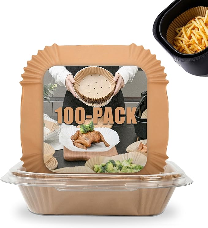 [3-Size] Air Fryer Disposable Paper Liner Rectangle Compatible with Ninja foodi Dual Air Fryers Toaster Oven, Non-stick Parchment Paper Baking Accessories