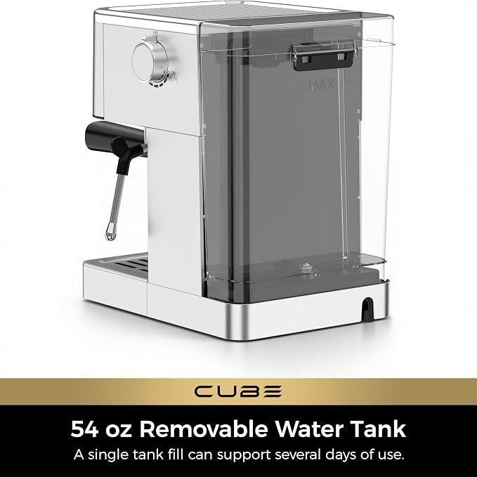 CHULUX Cube Espresso Machine with Milk Frother Steam Wand, 20 Bar Professional Italian Pump Semi Automatic Espresso Coffee Machine for Home Cappuccino & Latte Maker