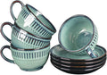 Cappuccino cup with tray, 8.5 oz. Set of 4 Ceramic Coffee Cups and Saucer Set for Latte, latte art cup, suitable for latte/cappuccino/milk/tea