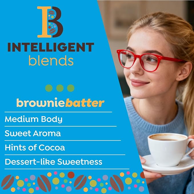 Intelligent Blends Blueberry Mocha & Brownie Batter Flavored Coffee Pods Variety Pack, 32 ct, Medium Roast Single Serve Pods – 100% Arabica Coffee, Compatible with Keurig K Cups Maker