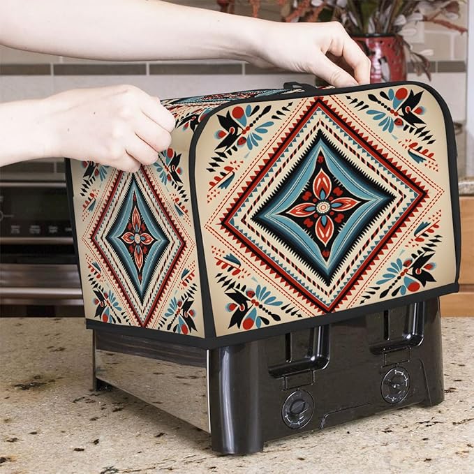 Bohemian Ethnic Aztec Western 2 Slice Toaster Cover Dust And Fingerprint Bread Maker Cover Bakeware Protector Washable Appliance Covers Kitchen Accessories For Home Kitchen Women Gift