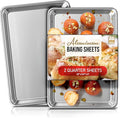 Eatex Aluminum Baking Sheet Set, 2 Pack Cookie Sheet Set, 9x13 Baking Pan Set, Warp Resistant Cookie Sheets for Baking Nonstick, Steel Baking Pans Set, Baking Sheets for Oven, Quarter Sheet Pan