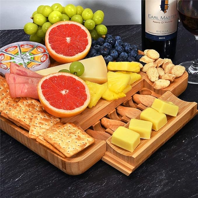 BT Trendz Personalized Charcuterie Board/Customized Bamboo Cheese Board/Serving Tray and Knife Set - Perfect Corporate, Wedding, Closing, Realtor, Birthday, Housewarming Gift - Gift for Dad/Mom (02)