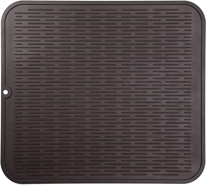 MicoYang Silicone Dish Drying Mat for Multiple Usage,Easy clean,Eco-friendly,Heat-resistant Silicone Mat for Kitchen Counter or Sink,Refrigerator or Drawer Liner Coffee 2XL 24 inches x 18 inches
