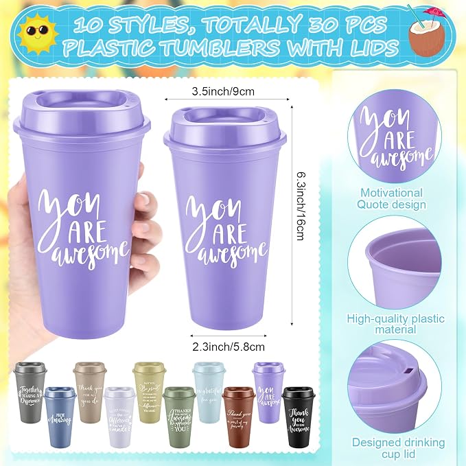 Teenyyou 90 Pcs Employee Appreciation Gift Set, 16oz Tumbler with Lid Notebook Pen Bulk Thank You Gift Holiday Party Favor for Teachers Office Coworker Teacher Staff Team (Dark Color,Delicate Style)