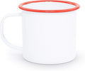 Crow Canyon Home Enamelware Mug, 12 ounce, Vintage White/Red (Set of 4)