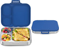 Howeemo Stainless Steel Bento Box Kids, Leak Proof Metal Bento Lunch Box,3 Compartments 304 Stainless Steel Bento Lunch Containers for School and Office, BPA-Free(Blue)