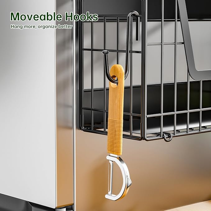 2 Pack Magnetic Shelves for Washing Machine, 15LB Heavy Duty Laundry Organizer, Large Capacity Collapsible Deep Baskets, No Assembly Organizer with Hooks, for Fridge, Dryer, Kitchen Spice Rack