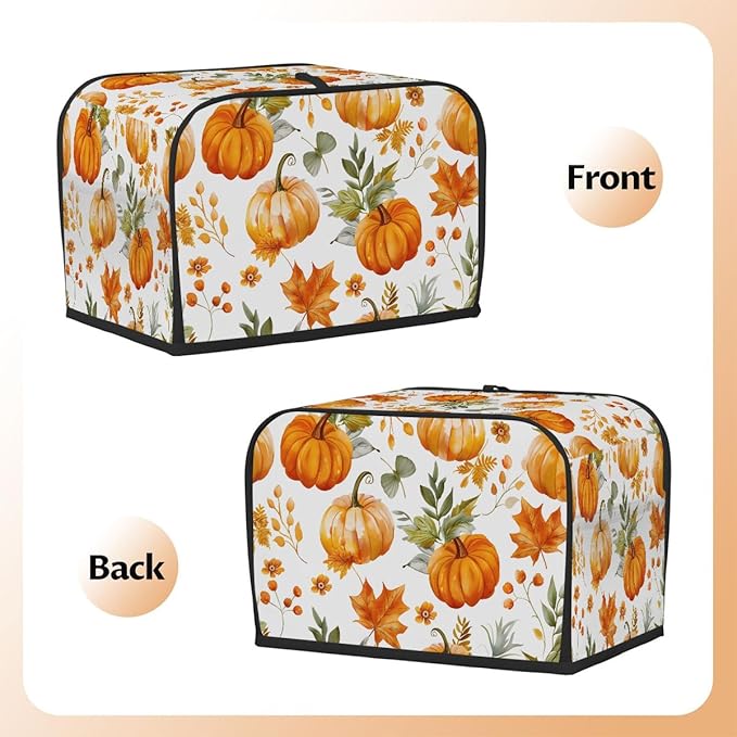 Pumpkin Thanksgiving Watercolor 2 Slice Toaster Cover Dust And Fingerprint Bread Maker Cover Bakeware Protector Washable Appliance Covers Kitchen Accessories For Home Kitchen Women Gift
