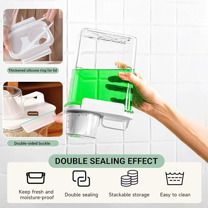 Cereal Storage Container-4PCS Airtight Kitchen Food Storage Organizers BPA Free Food Dispenser with Pouring Spout Handle for Rice Flour Pasta Grain, Pet Dog Cat Bird Food Storage Container (77.7oz）