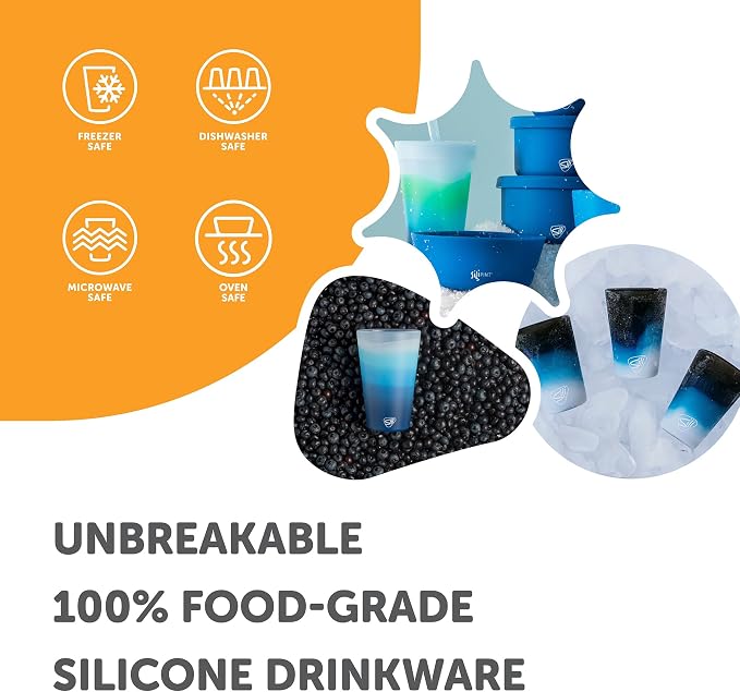 Silipint 1.5oz Silicone Shot Glasses – Pack of 2 Unbreakable, BPA-Free, Non-Toxic, Dishwasher & Freezer Safe Cups – Colored Shot Glasses for Cold Beverages, Cocktails, Travel, Party (Mountain Air)