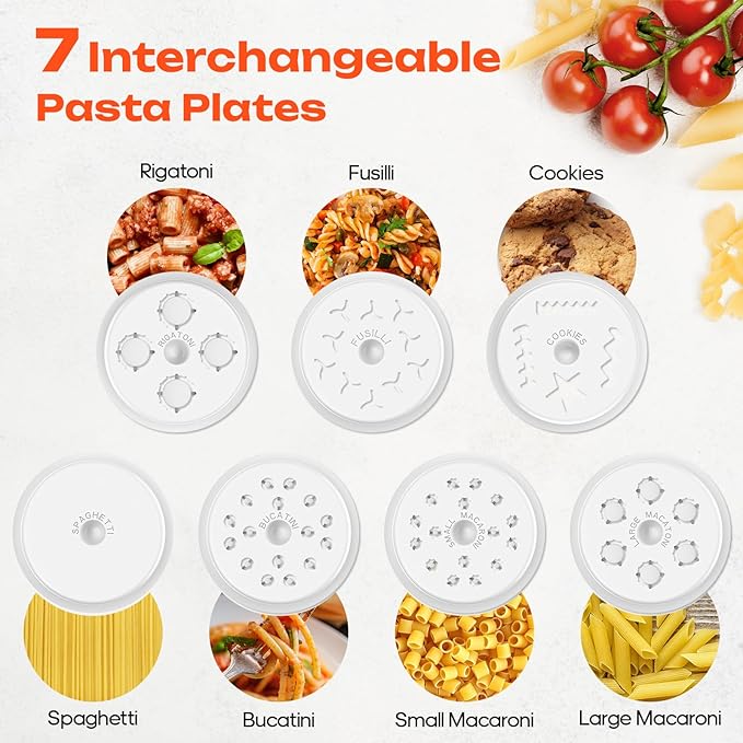 Gourmet Pasta Press Attachment for KitchenAid Stand Mixers, Pasta Maker Kitchenaid Attachment With 7 Interchangeable Pasta Plates, For Kitchen aid Pasta Attachment