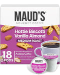 Maud's Almond Biscotti Flavored Coffee Pods, 18 ct, Medium Roast Flavored Coffee in Single Serve Pods – 100% Arabica Beans, Compatible with Keurig K Cups Maker