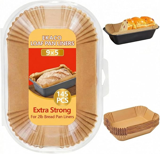145PCS Loaf Pan Liners, 9x5 Inch Loaf Pan Liners Baking Bread, Non-Stick Pre-Formed Parchment Paper for Bread Pan, Ideal Disposable Loaf Breads Liners