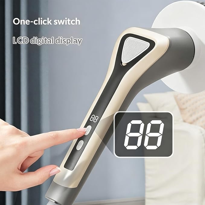 Electric Spin Scrubber, Full-Body Spray Cleaning Solution Waterproof Bathroom Electric Scrubber with LCD Display, Cordless Cleaning Brush Scrubber for Bathroom and Kitchen Cleaning