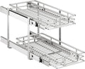 2-Tier Kitchen Cabinet Pull Out Shelf and Drawer Organizer Slide Out Pantry Storaqe Basket in Multiple Sizes (11" W x 18" D)