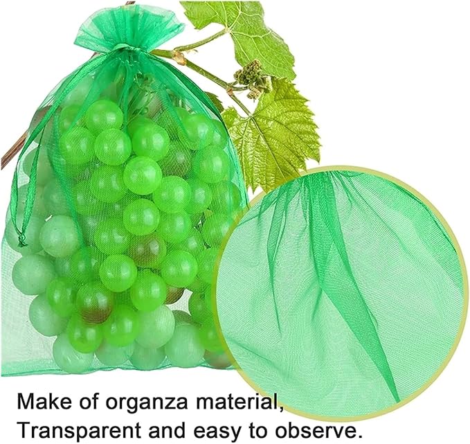 50Pcs Fruit Protection Netting Bags with Drawstring Reusable Grow Bags Cover Mesh Bags(Purple,20x30cm)