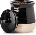 HASENSE Ceramic Food Storage Jar with Airtight Lid, 30 FL Oz Kitchen Canister for Coffee Beans, Tea, Sugar & Candy, Farmhouse Coffee Cookie Container for Kitchen Counter, Black