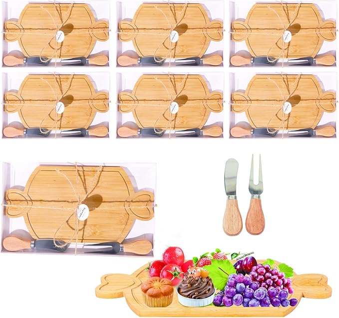 6 Set Bridal Baby Shower Favors Return Gifts for Guests, Small Bamboo Cutting Boards Bulk, Mini Charcuterie Boards Gift Set, Bulk Cheese Boards for Wedding Birthday Party Thank you Gifts