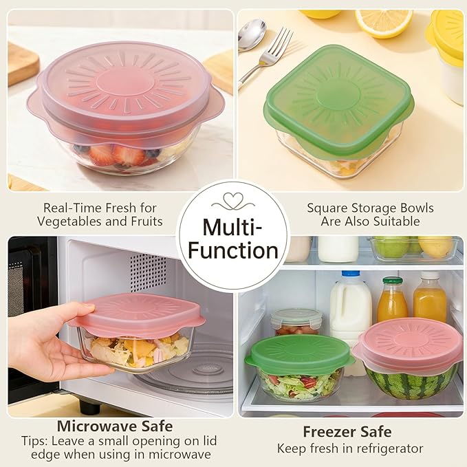 12 Pack Silicone Stretch Lids for Food Storage, Silicone Bowl Covers Microwave, Tapas De Silicona Ajustables Para Todo Dishwasher