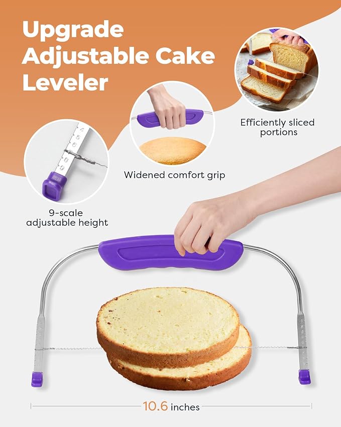 Kootek 51 Pcs Cake Decorating Kit, 12" Aluminum Alloy Cake Turntable, 10 Numbered Icing Tips, Offset and Straight Spatulas, Cake Leveler, Pastry Bags Baking Supplies | Startar Kit, Easy to Clean, Smooth Rotating, Cake Stand Turntable for Decorating Dis...