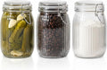 ComSaf 34oz Ribbed Glass Jars with Airtight Latch Lids - Set of 3 Farmhouse Vintage Canisters for Coffee, Sourdough Starter, Dry Goods & Fermenting, Pantry Organization & Kitchen Decor