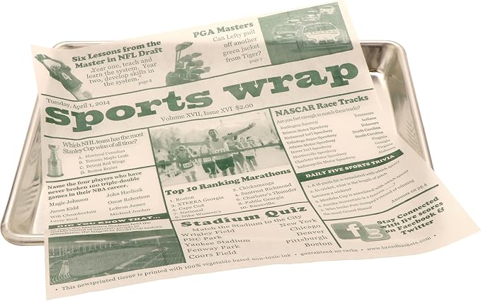 G.E.T. 4-TG1080 Appetizer/Serving Basket Tissue Liner Paper, 12" x 12", Sports Newsprint (Case of 1000)