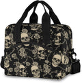 Skull Insulated Lunch Bag Reusable Lunch Tote Bag Cooler Bag for Women Men Adult Lunch Box with Adjustable Shoulder Strap Leakproof Lunch Bag for Work Picnic Camping