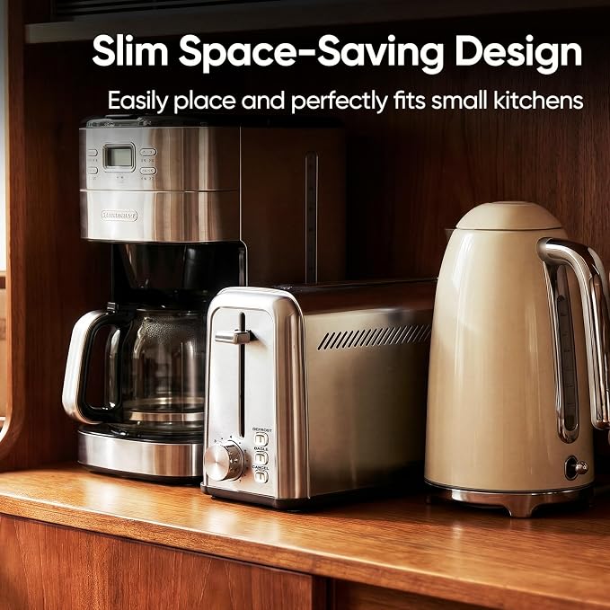 Seehot® Slim Long Slot Stainless Steel Toaster, Toaster 2 Slice Wide Slot with 10.24 x 1.5 in Slot, Bagel Defrost Cancel, 7 Shades, Crumb Tray