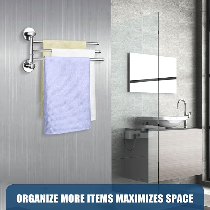Magnetic Swivel Towel Rack, Stainless Steel 3-Arm Towel Bar, Magnetic Paper Towel Holder for Fridge,Magnetic Towel Racks for Bathroom Kitchen Organizers and Storage