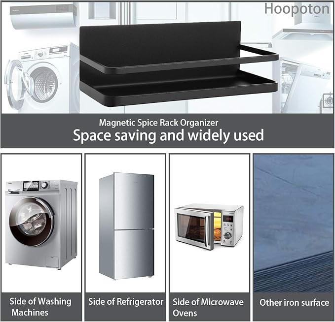 Magnetic Spice Rack Organizer Single Tier Refrigerator Spice Storage Shelf, Easy to Install The Side of The Refrigerator Can Hold spices