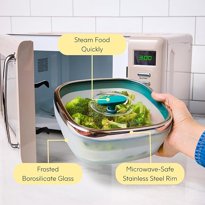 Anyday 2 Pack 2.5 Cup Microwavable Glass Lunch Containers With Glass Lids, Microwave Safe Lunch Bowls with Lids for Work, Food Storage, Bento Box Meal Prep Container