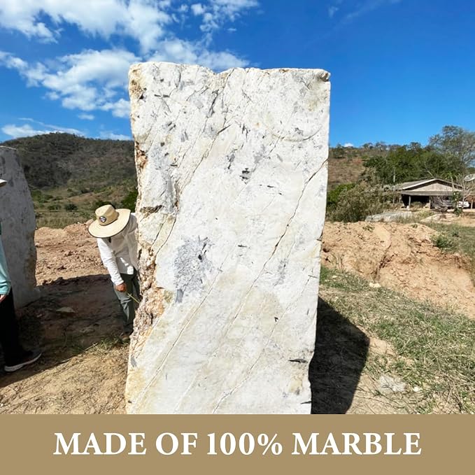 Koville Marble Cutting Board for Kitchen, 16x12 Inches Large Marble Slab Cheese Board, Rectangular Serving Board for Baking Charcuterie Pastry, Natural Stone Board for Countertop (Ornamental)