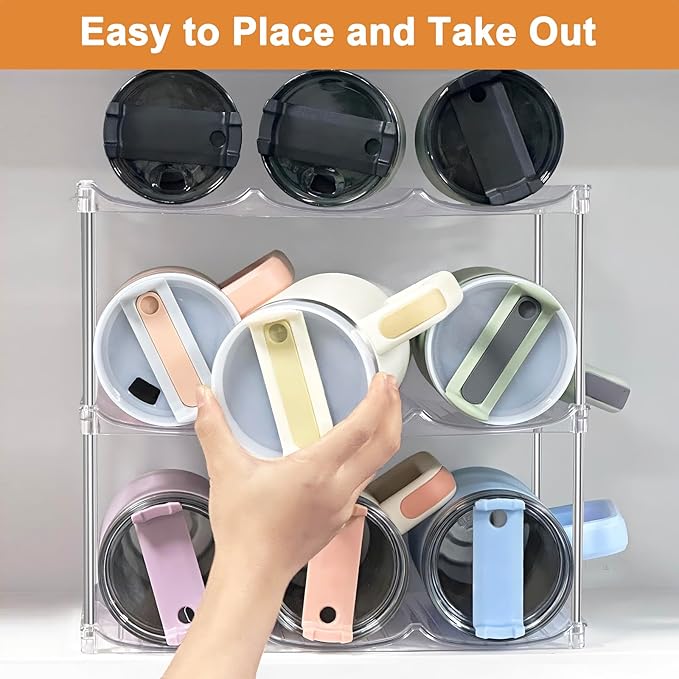 Water Bottle Organizer for Stanley 40 oz Tumbler - Stackable Water Bottle Holder for Cabinet Pantry Kitchen Organizers and Storage for Stanley Cup Holder Accessories, Tumbler Organizer Storage Rack