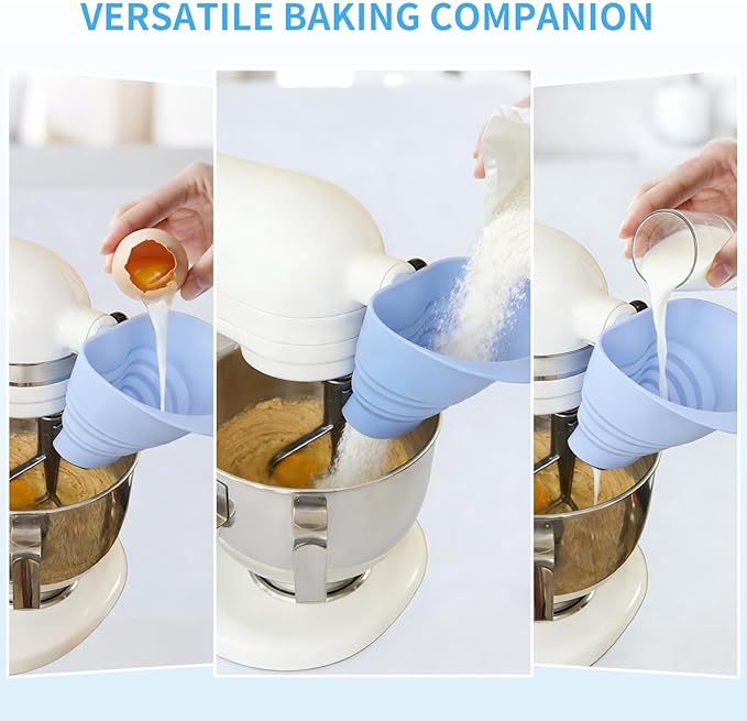 Sourdough Baking Set - 2 XL Beeswax Bread Bags for Homemade Bread (17×13 in) with Botanical Print & 1 Foldable Silicone Funnel Stand Mixer Attachment for 4.5-5 Quart Tilt-Head Mixers