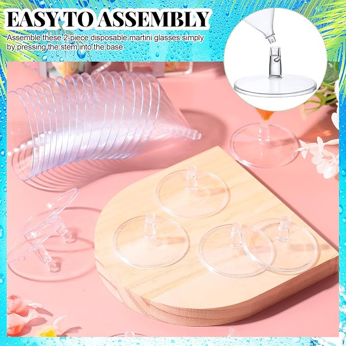 Rtteri 250 Pcs Mini Martini Glasses Plastic 2 Oz Disposable Mini Margarita Cups Clear for Weddings Party Wine Cocktails Drinks Desserts (Martini)