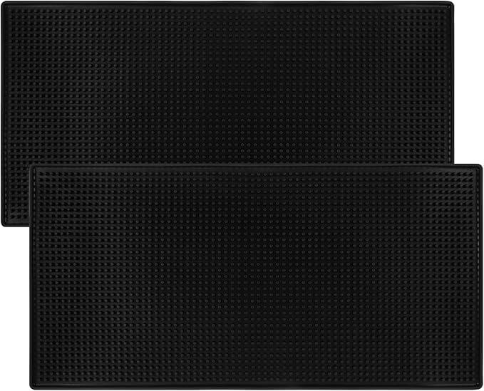 2 Pack Heavy-Duty Bar Mat Pad PVC Rubber Dish Drying Spill Matting for KTV Bar Glass Home (XL:24"x 12")