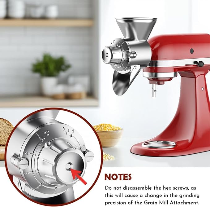 Grain Mill Attachment for Kitchenaid Stand Mixer, Flour Mill for Kitchenaid, Fit for Non-Oily Dry Grain Corn, Coffee Bean, Buckwheat, Oats, Millet, Wheat, Flour Mill Attachment by Cofun
