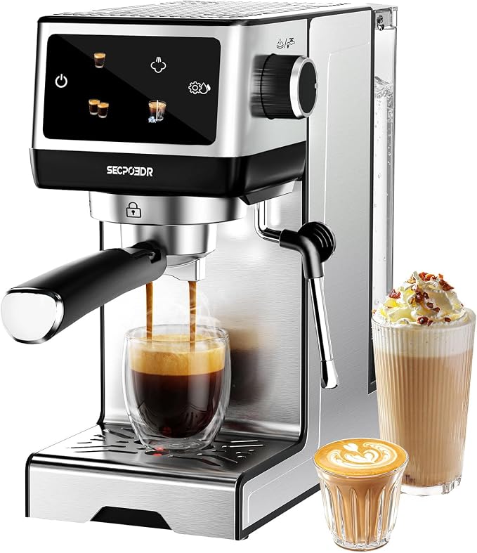 20Bar Espresso Machine with Poweful Milk Frother Rapid Cold Brew, Easy to Use Compact Espresso Maker, Fast Heat 1350W Barista-Quality Home Cappuccino Latte Machine,45oz Water Tank, Silver