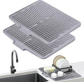 Silicone Dish Drying Mat for Kitchen Counter, Dish Drying Pad, Non-Slip Drain Pad with Built-in Drain, Heat Resistant Stone Drying Mat