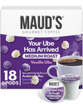 Maud's Vanilla Ube Flavored Coffee Pods, 18 ct, Medium Roast Flavored Coffee in Single Serve Pods – 100% Arabica Beans, Compatible with Keurig K Cups Maker