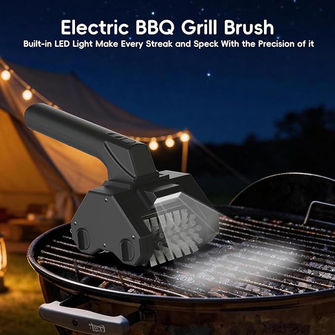 2026 Upgraded Electric Grill Cleaner,Electric Grill Brush for Outdoor Grill,Electric BBQ Grill Brush with 2 Brush Head,BBQ Grill Cleaner Up to 350 RPM Speed,Grill Cleaner Tool for Men/Dad