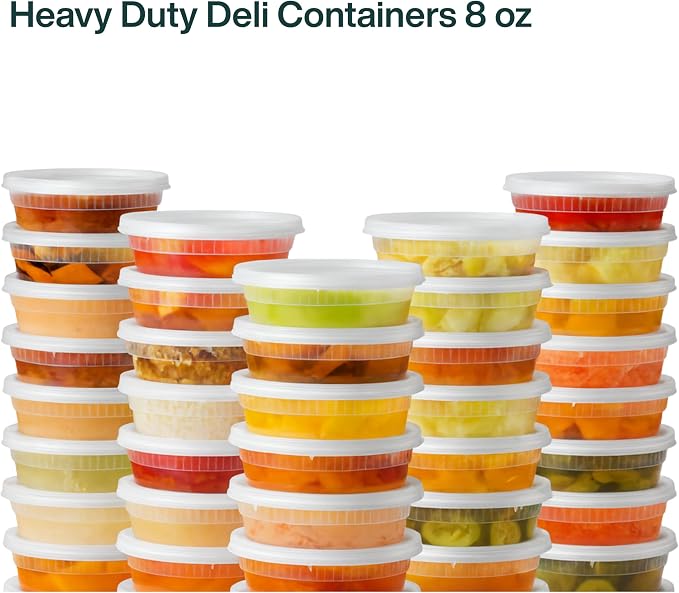 [8oz-240 Sets Plastic Deli Containers with Lids - BPA Free Clear Soup Containers with Airtight Lids, Leak Resistant Food Storage for Meal Prep, Stackable/Microwave/Dishwasher/Freezer Safe